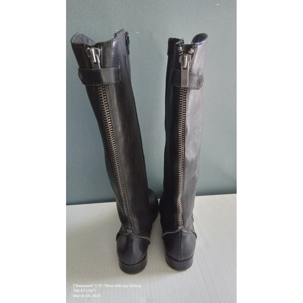 Leather Riding‎ Boots Back Zip Knee High Motorcycle Biker Style